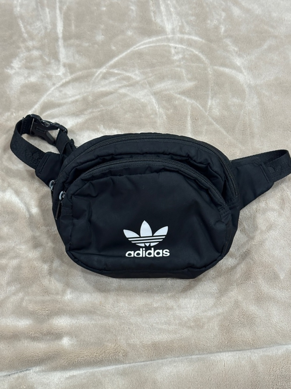 adidas Black Belt Bag with White Trefoil